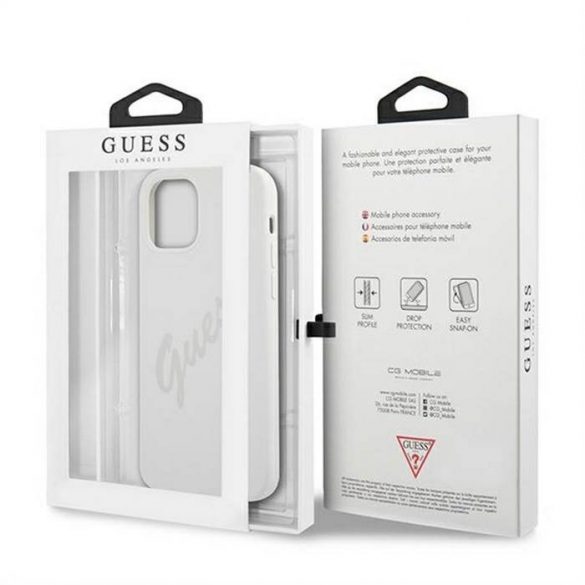 Husă din spate din silicon lichid pentru Apple iPhone 12 Mini GUESS GUHCP12SLSVSCR - albă