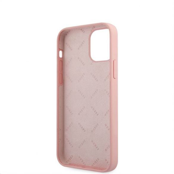 Husă din spate din silicon lichid pentru Apple iPhone 12 Mini GUESS GUHCP12SLSVSPG - roz