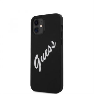 Husă din spate din silicon lichid pentru Apple iPhone 12 Mini GUESS GUHCP12SLSVSBW - neagră