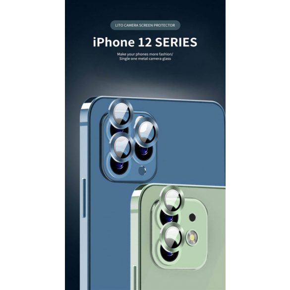 Apple iPhone 12 Pro Lito S+ Film de protecție din sticlă pentru cameră metalică 3D - argintiu