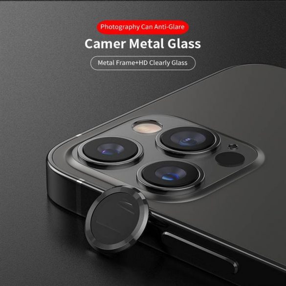 Apple iPhone 12 Pro Lito S+ Film de protecție din sticlă pentru cameră metalică 3D - grafit