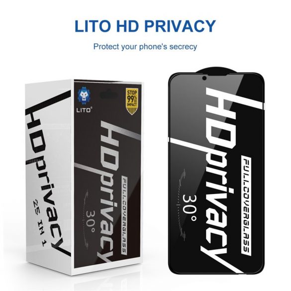 Film Apple iPhone 13/13 Pro/14 Lito HD Plus Privacy 2.5D Full Glass - Negru