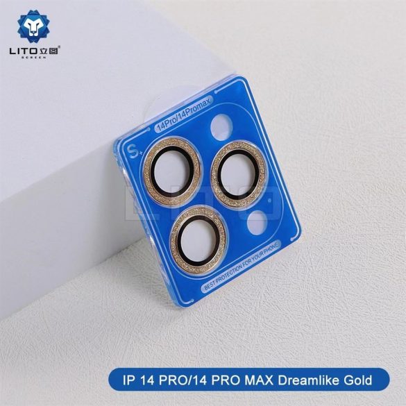 Apple iPhone 14 Pro/14 Pro Max Lito S+ Film de protecție din sticlă pentru cameră metalică 3D - Piatra aurie