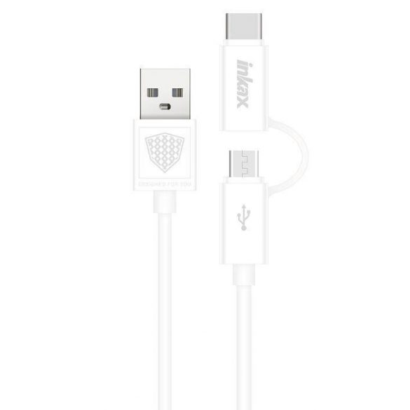 Cablu de date INKAX CK-35 2in1 USB Type-C+Micro USB 1M - Alb