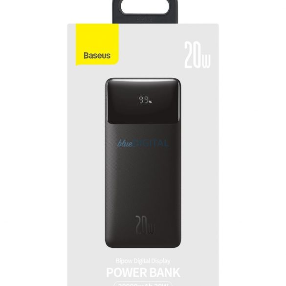 Baseus Bipow Digital 20W PD QC 3.0 + PD 20000 mAh Powerbank - Fekete