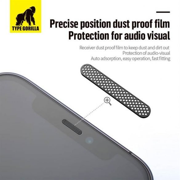 Receptor Apple iPhone 12 Pro Max TG Film de sticlă complet din mătase 2.5D rezistent la praf - negru