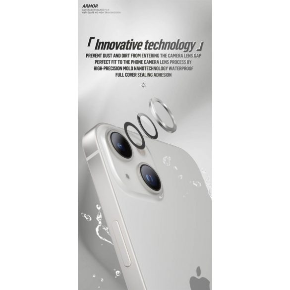 Film de protecție din sticlă pentru cameră 3D pentru Apple iPhone 13 Mini/13 TG Armor - argintiu