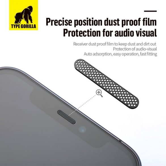 Receptor Apple iPhone 14 Pro TG Film de sticlă complet din mătase 2.5D rezistent la praf - negru