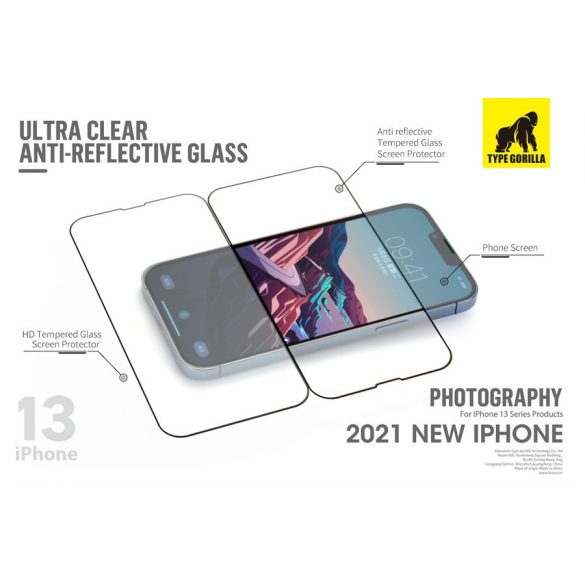 Apple iPhone 13 Pro Max/14 Plus TG Film de sticlă antireflex 2.5D pentru aplicator anti-praf - negru