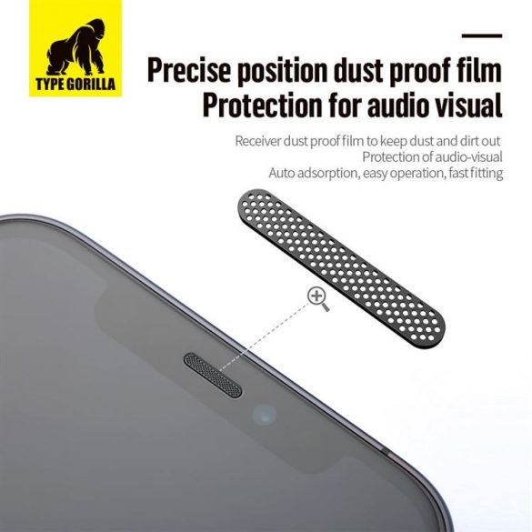 Receptor ESD Apple iPhone 15/16 TG Film complet din sticlă 2.5D rezistent la praf - negru