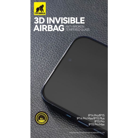 Apple iPhone 15 Pro TG Invisible Airbag Anti-Broken 3D Full Folie sticlă - Negru