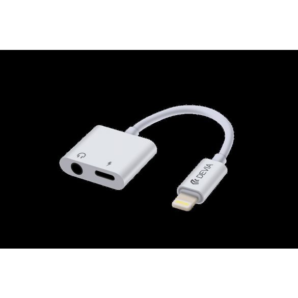 Adaptor audio și încărcător Devia EH018 Lightning/3.5 Jack - alb