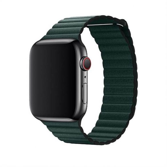 Curea de ceas Apple iWatch Devia Elegant Leather Loop 42/44mm - Verde închis