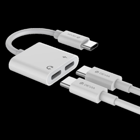 Adaptor audio și încărcare Devia EC609 USB Type-C/USB Type-C - alb