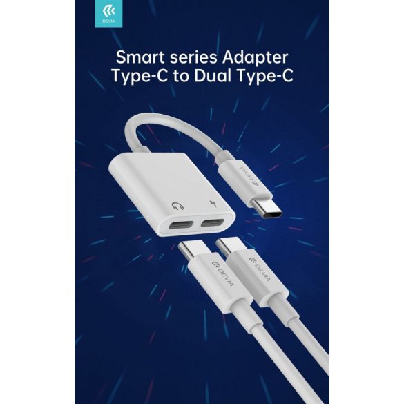 Adaptor audio și încărcare Devia EC609 USB Type-C/USB Type-C - alb