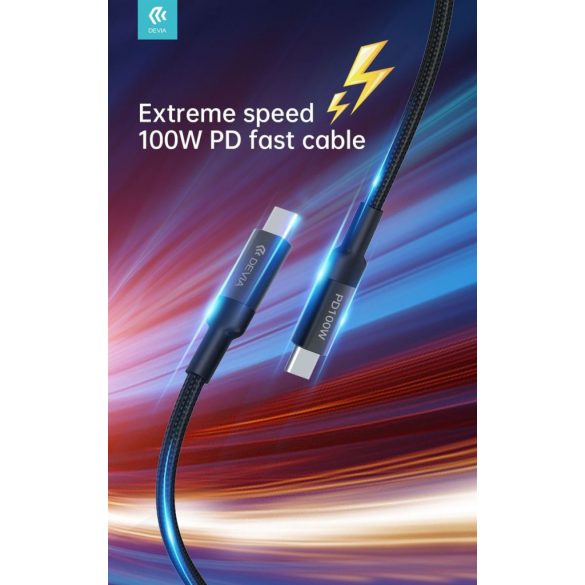 DEVIA EC309 Extreme Speed PD 100W USB Type-C 1.5M cablu de date - negru