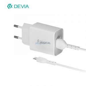 Încărcător de rețea Devia RLC-526 Smart 2.4A 2xUSB + cablu de încărcare Lightning 1m - alb