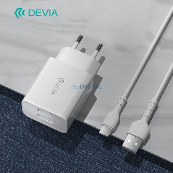 Încărcător de rețea Devia RLC-526 Smart 2.4A 2xUSB + cablu de încărcare Lightning 1m - alb