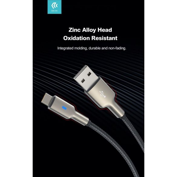 DEVIA EC313 Mars Zinc Aloy 2.1A USB Type-C 1.5M Data Cable - Negru