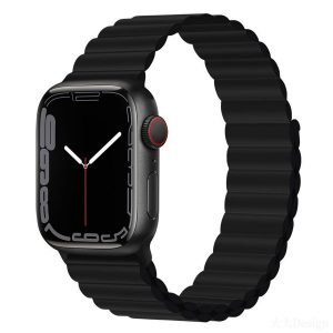 Curea de ceas Apple iWatch Devia Delux Sport 3 cu magnet din silicon 42/44/45 mm - negru