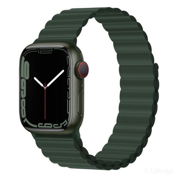 Curea de ceas Apple iWatch Devia Delux Sport 3 cu magnet din silicon 42/44/45 mm - verde închis