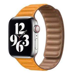 Curea de ceas Apple iWatch Devia elegantă din piele în două nuanțe 42/44/45 mm - galben