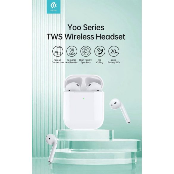 Devia EM053 Kintone Airbuds TWS Căști Bluetooth 5.2 - alb