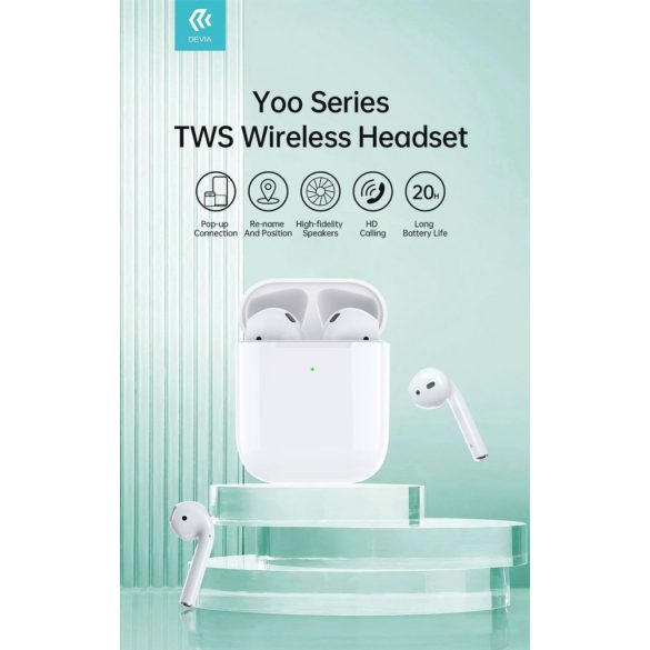 Devia EM053 Kintone Airbuds TWS Căști Bluetooth 5.2 - alb