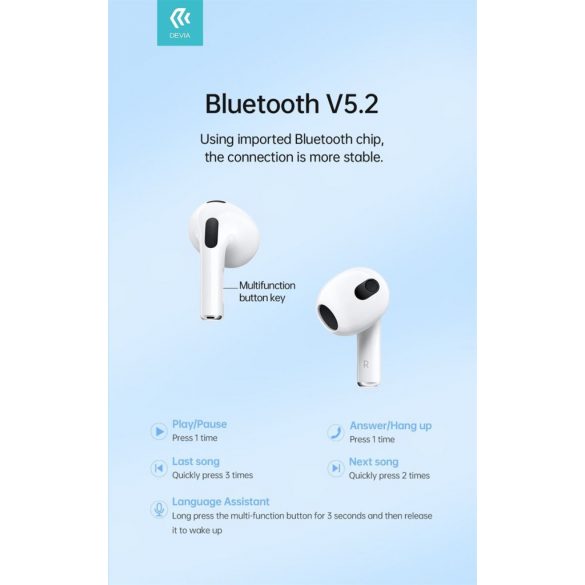 Căști Devia EM410 Kintone Pods3 TWS Bluetooth 5.2 - Alb