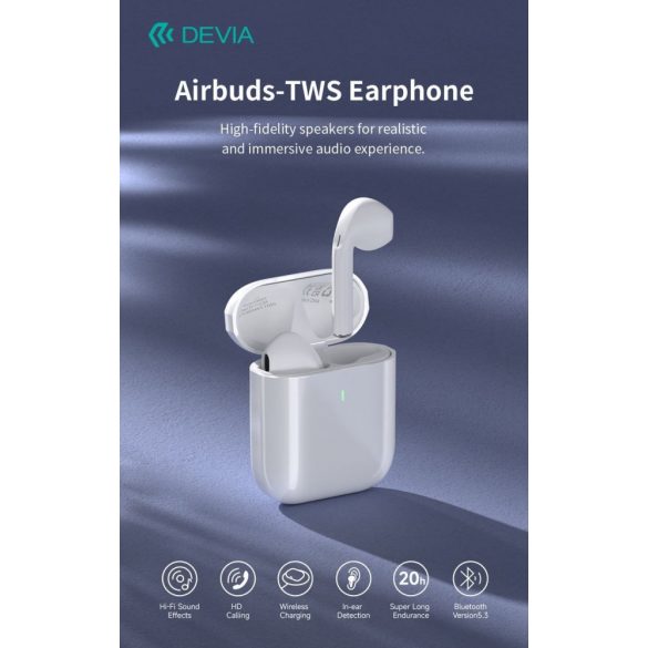 Căști Devia Airbuds TWS Bluetooth 5.2 - Alb