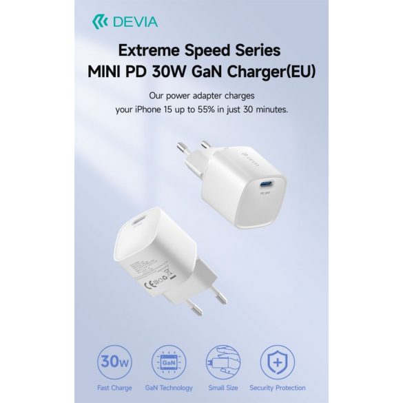 Încărcător de rețea Devia RLC-545 Extrem Speed ​​​​Mini PD 30W GaN - alb