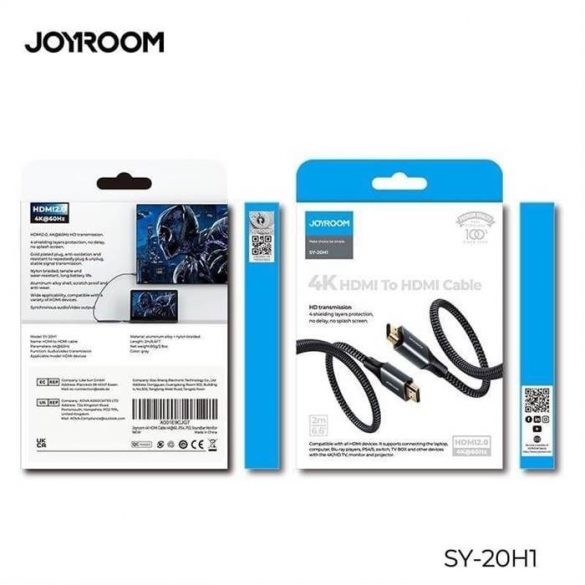 Cablu Joyroom SY-20H1 HDMI 2M 4K - Grafit