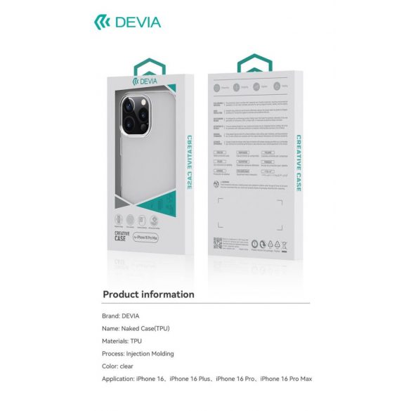 Apple iPhone 16 Pro Max Devia Naked Ultra Slim TPU Back Cover - Transparent