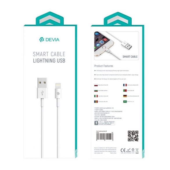 DEVIA EC080 Smart Lightning 1M cablu de date - alb