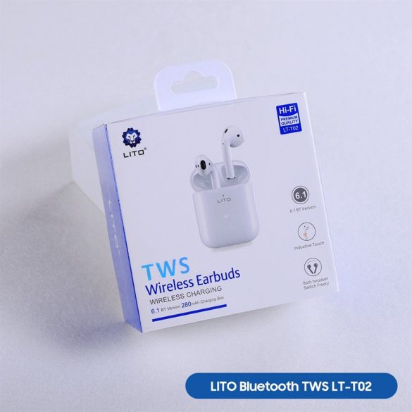 Căști Lito T02 TWS Bluetooth 6.1 - alb