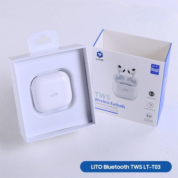 Lito T03 TWS Căști Bluetooth 6.1 - alb