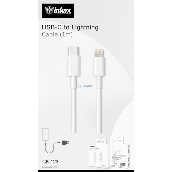 Cablu de date INKAX CK-123 PD Lightning 3.1A 1M - Alb