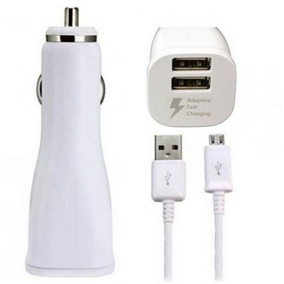 Adaptor pentru încărcător auto adaptiv Samsung EP-LN920UWEGWW 15W 2XUSB + cablu de date micro USB - alb