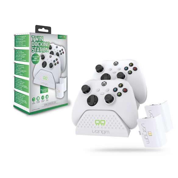 Venom VS2871 Xbox Series S/X&One stație de încărcare dublă albă + baterie 2pcs